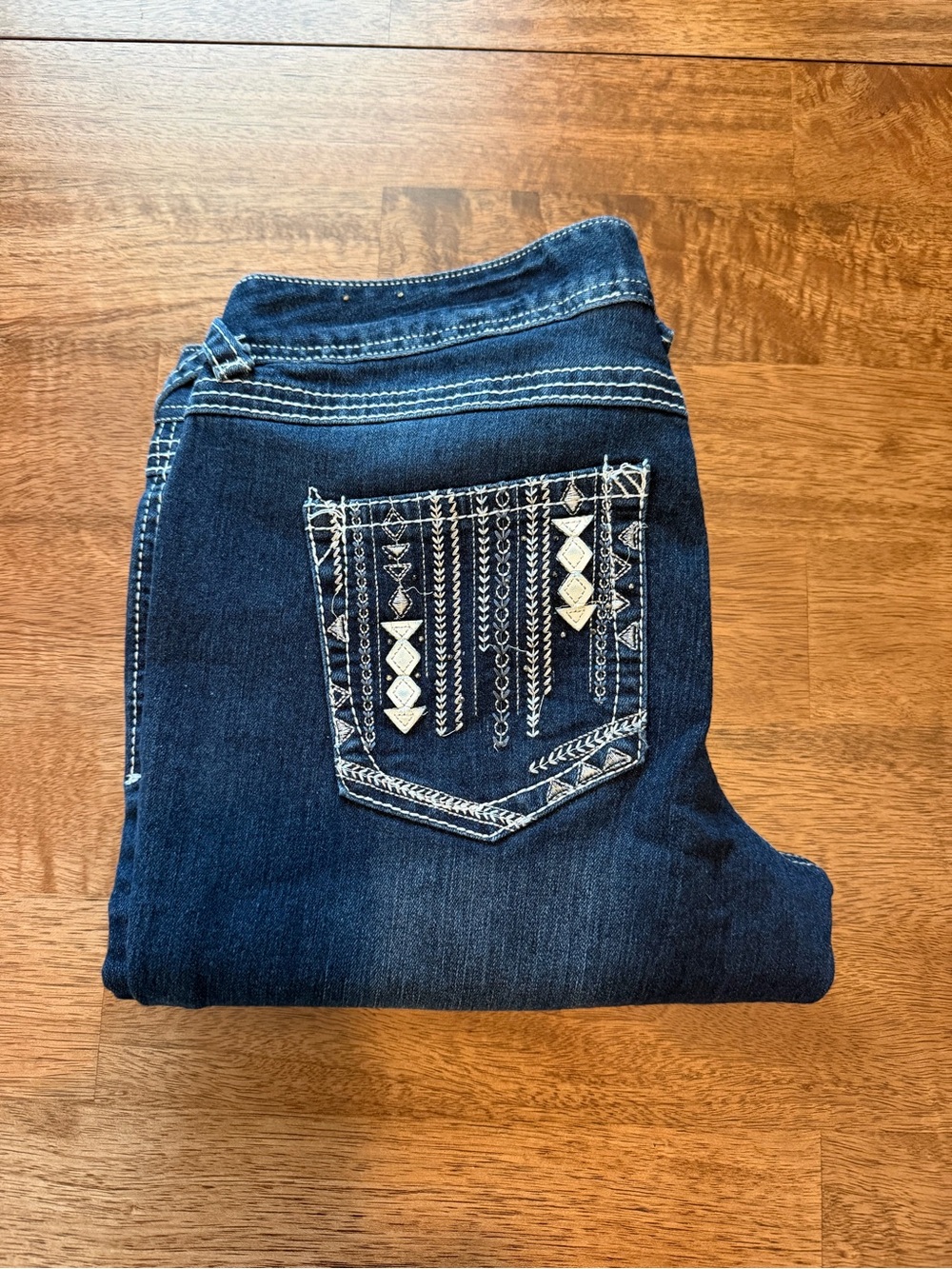Red Camel Boot-Cut Jeans with Embroidered Back Pocket